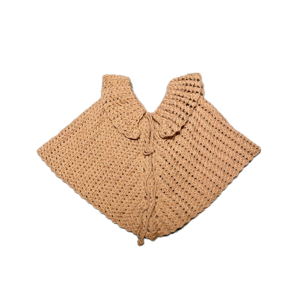 Rustic Charm hand crochet vintage poncho for women brown front – Chutak Binak